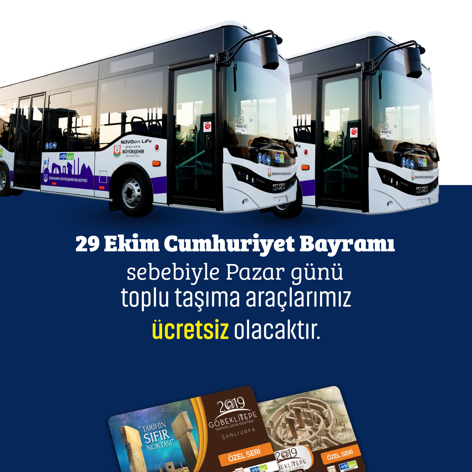 Urfa'da 29 Ekim Cumhuriyet Bayramında Otobüsler Bedava