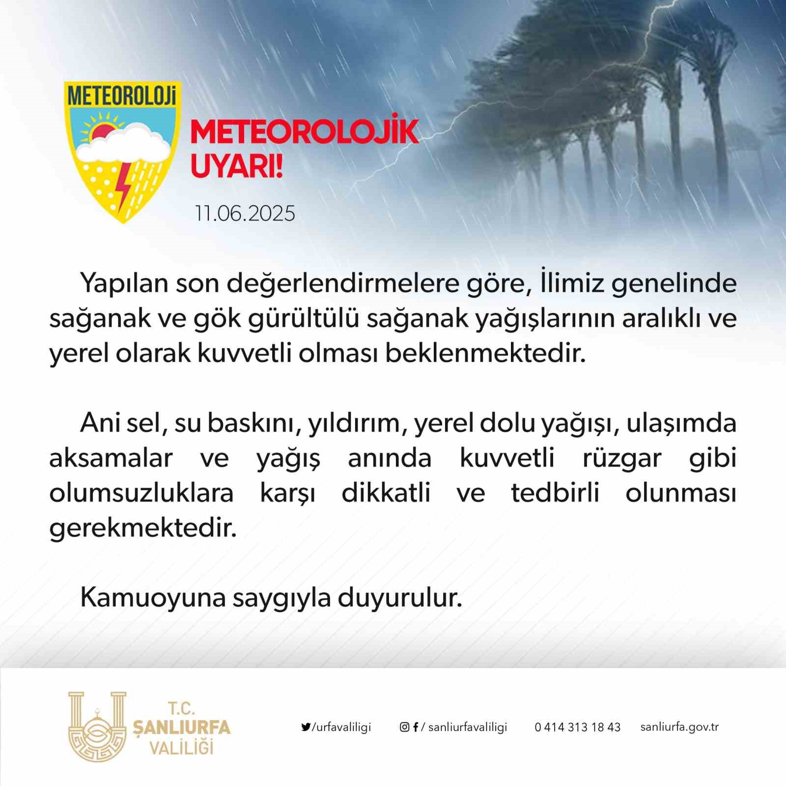Urfa'da Sel Uyarısı