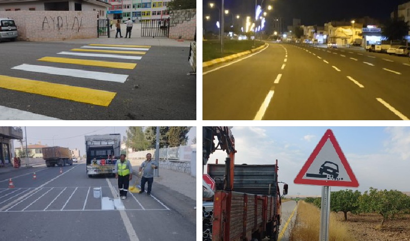 Şanlıurfa'da Yol Çizgi Çalışmaları Devam Ediyor 