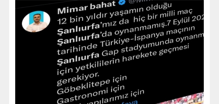 Urfalı Mimardan Milli Maç Çağrısı 